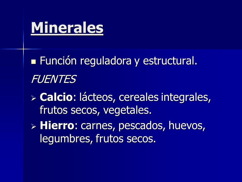Minerales Función reguladora y estructural. FUENTES