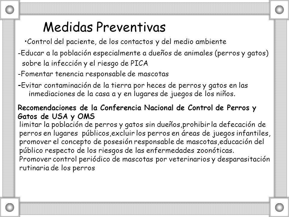 Medidas Preventivas Control del paciente, de los contactos y del medio ambiente.