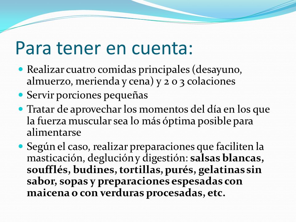 Para tener en cuenta: Realizar cuatro comidas principales (desayuno, almuerzo, merienda y cena) y 2 o 3 colaciones.