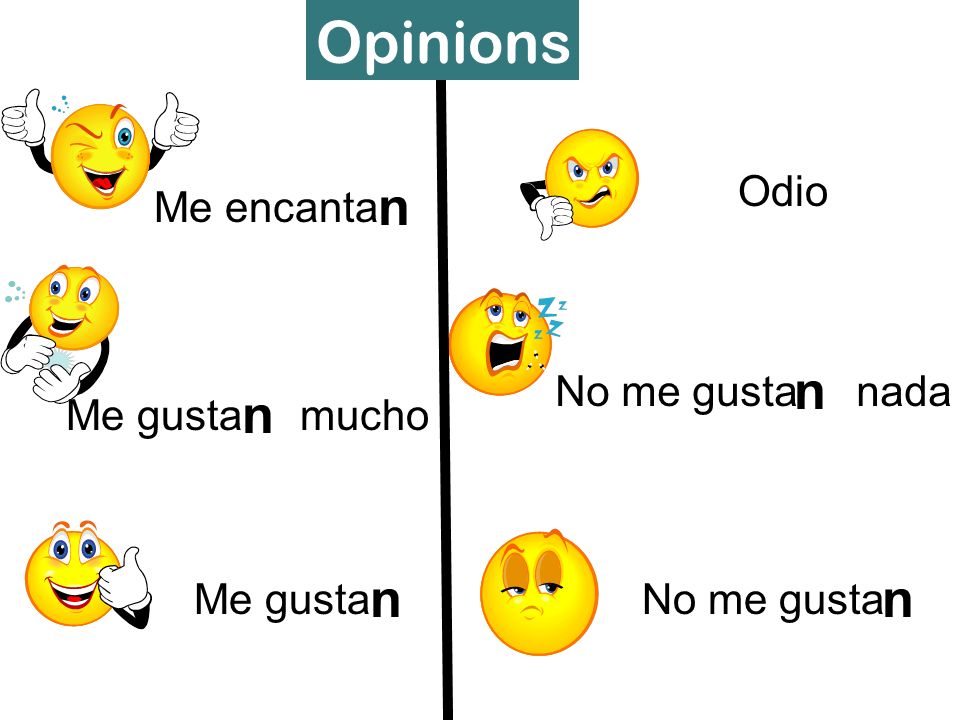 Opinions n n n n n Odio Me encanta No me gusta nada Me gusta mucho