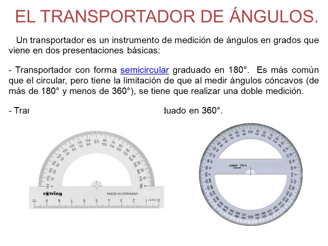 EL TRANSPORTADOR DE ÁNGULOS.