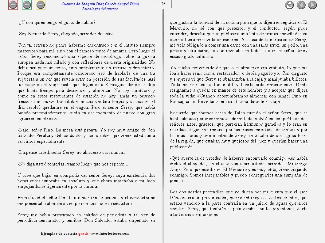 Cuentos de Joaquín Díaz Garcés (Angel Pino) Psicología del intruso 76
