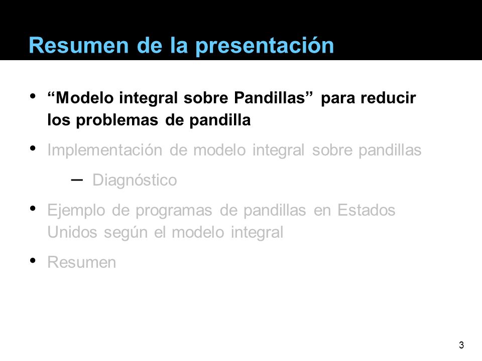 Resumen de la presentación