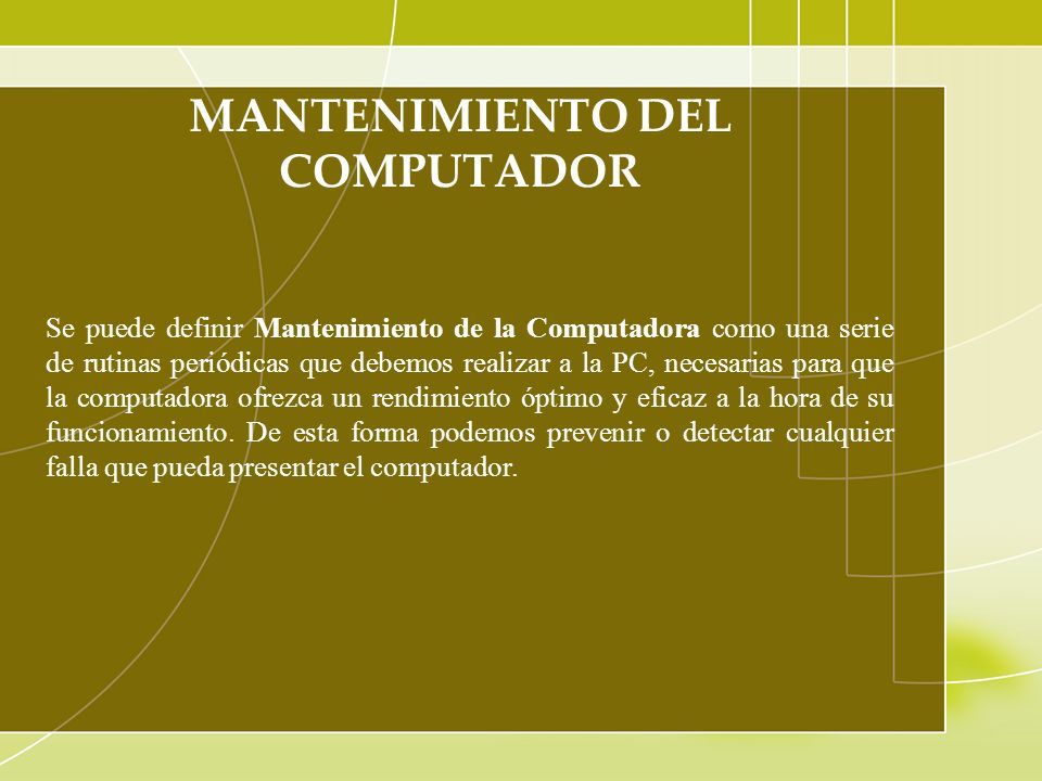 MANTENIMIENTO DEL COMPUTADOR