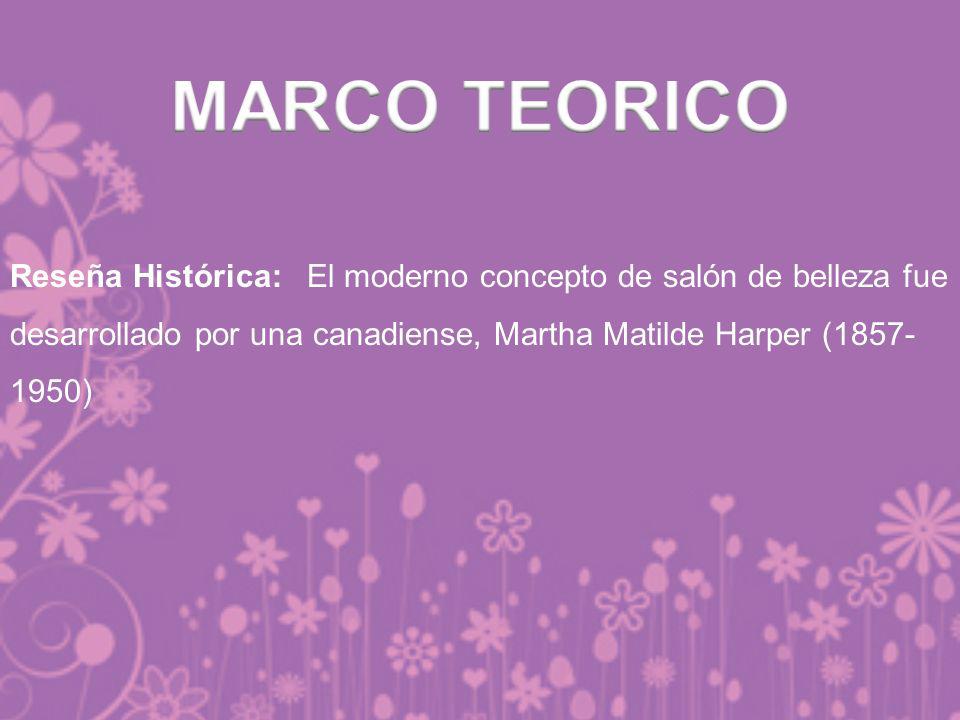 MARCO TEORICO Reseña Histórica: El moderno concepto de salón de belleza fue desarrollado por una canadiense, Martha Matilde Harper ( )