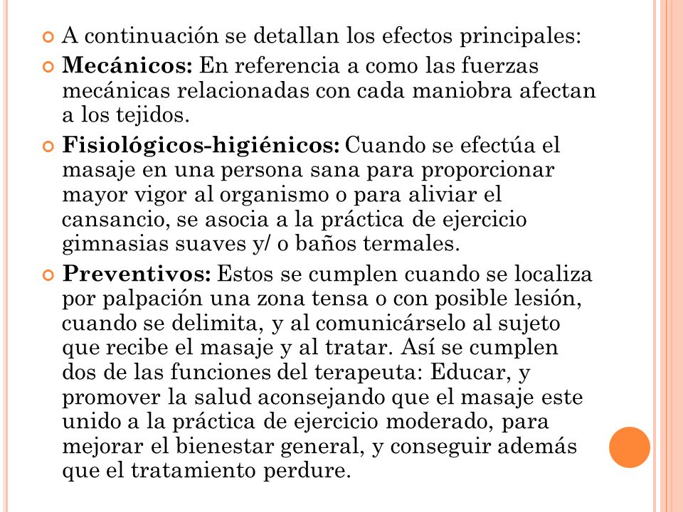 A continuación se detallan los efectos principales: