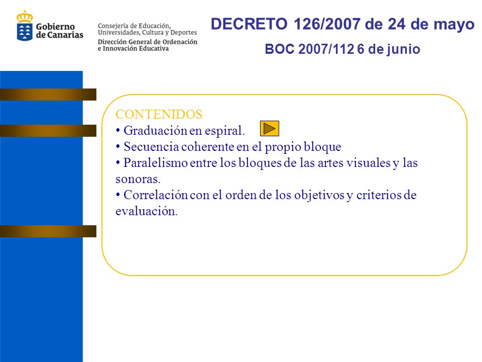 DECRETO 126/2007 de 24 de mayo BOC 2007/112 6 de junio CONTENIDOS