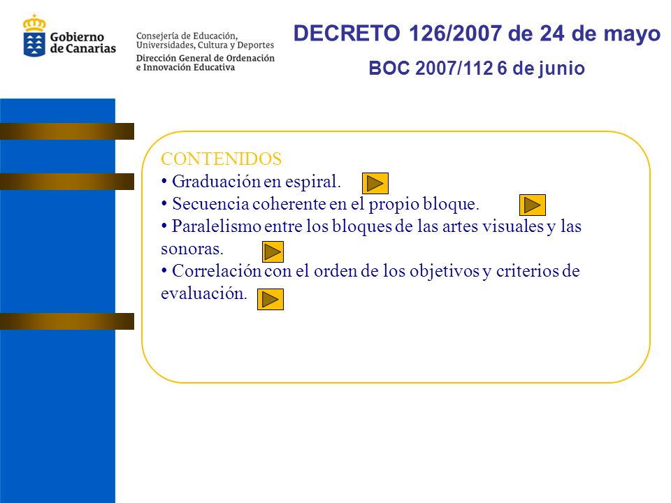 DECRETO 126/2007 de 24 de mayo BOC 2007/112 6 de junio CONTENIDOS