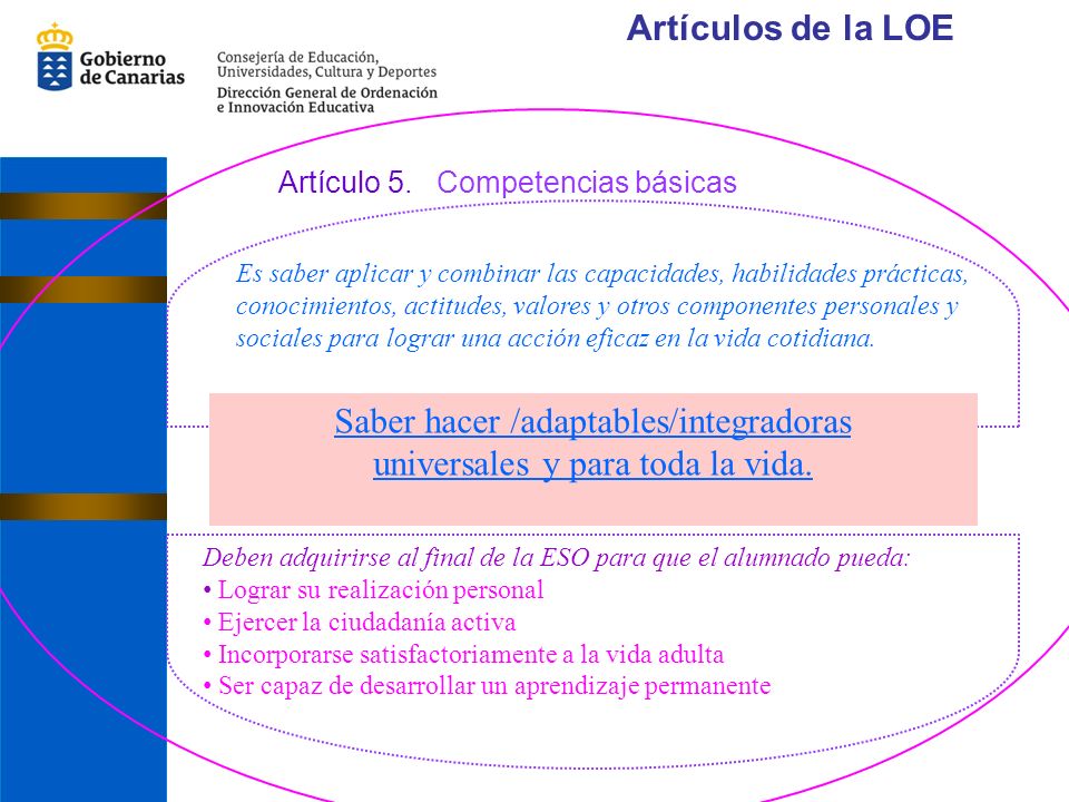 Saber hacer /adaptables/integradoras universales y para toda la vida.