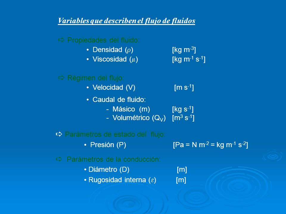 Variables que describen el flujo de fluidos