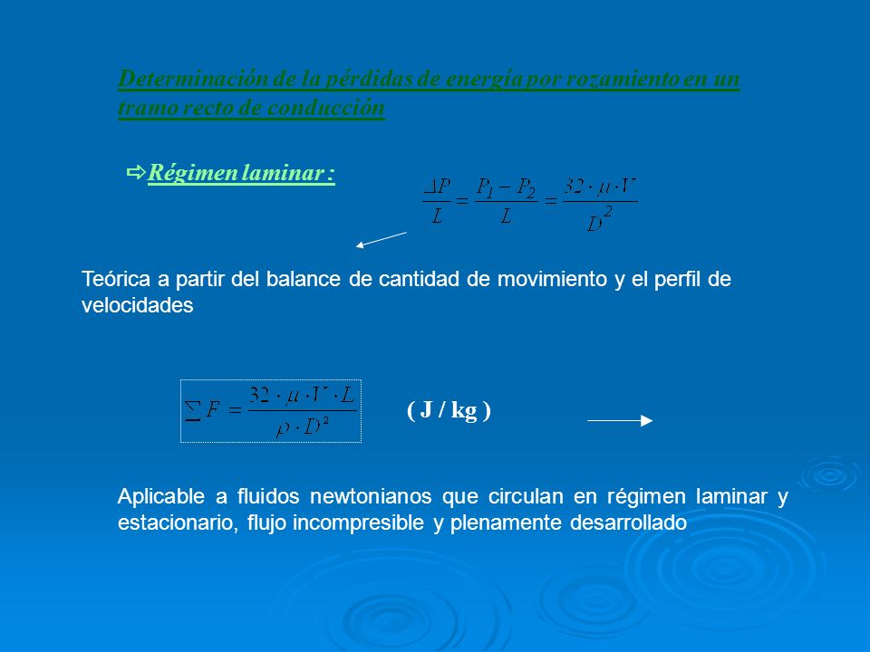 Determinación de la pérdidas de energía por rozamiento en un tramo recto de conducción