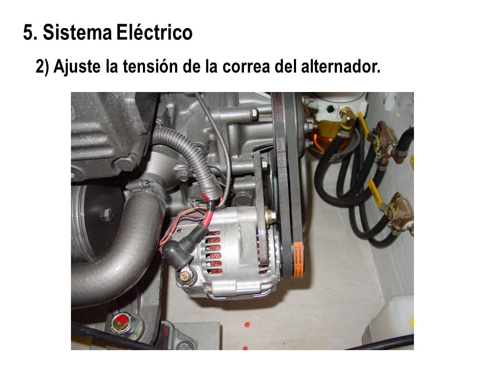 5. Sistema Eléctrico 2) Ajuste la tensión de la correa del alternador.