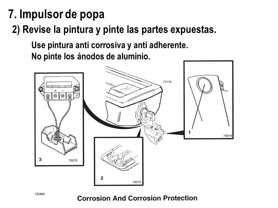 7. Impulsor de popa 2) Revise la pintura y pinte las partes expuestas.