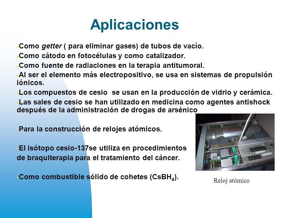 Aplicaciones Como getter ( para eliminar gases) de tubos de vacío.