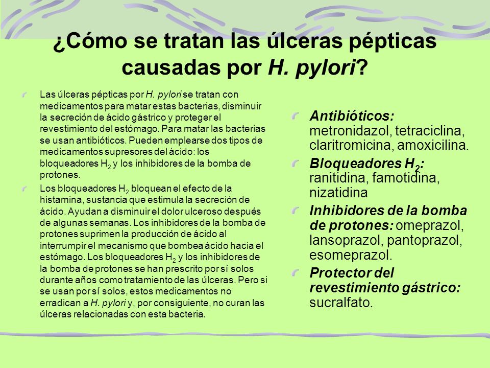 ¿Cómo se tratan las úlceras pépticas causadas por H. pylori