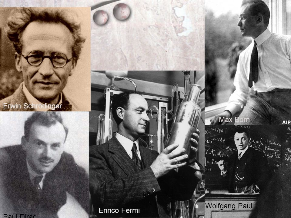 Erwin Schrödinger Max Born Wolfgang Pauli Enrico Fermi Paul Dirac