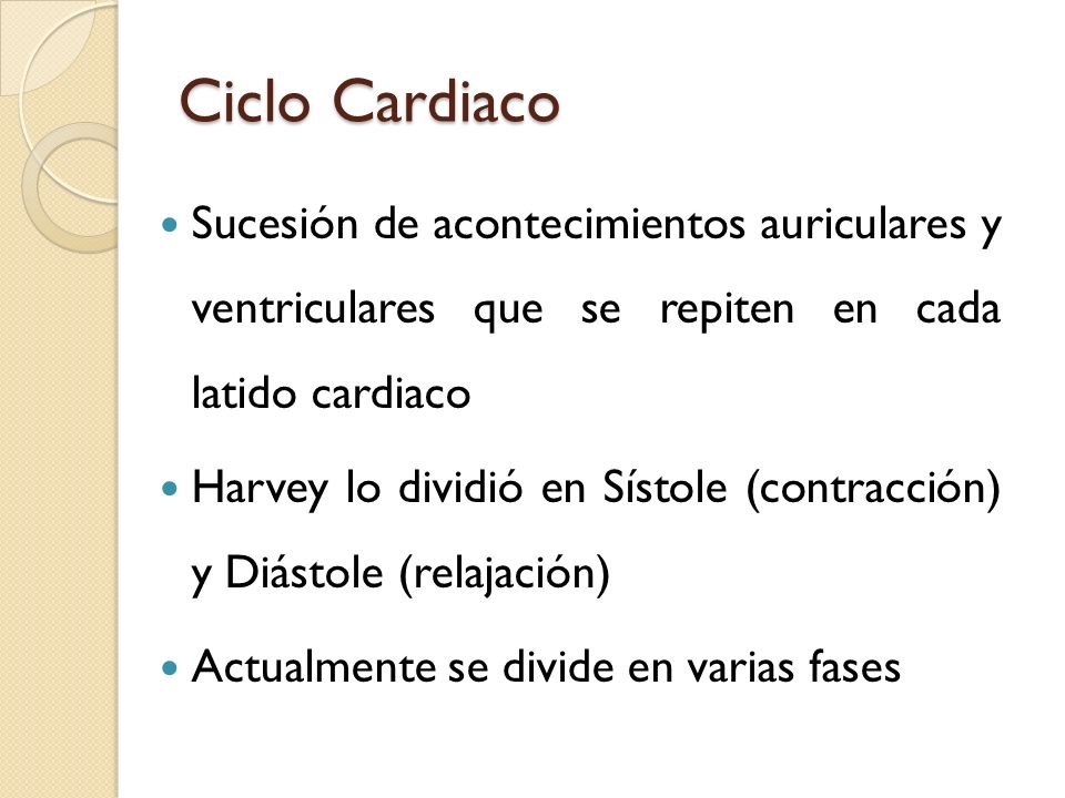 Ciclo Cardiaco Sucesión de acontecimientos auriculares y ventriculares que se repiten en cada latido cardiaco.