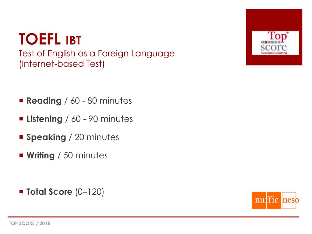 TOEFL IBT Test of English as a Foreign Language (Internet-based Test)
