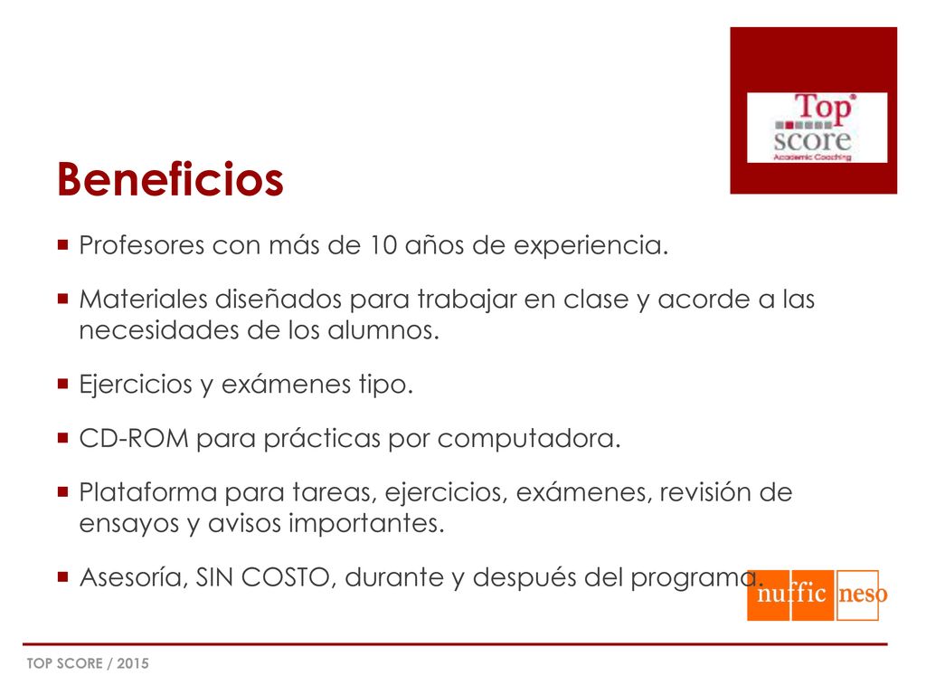 Beneficios Profesores con más de 10 años de experiencia.