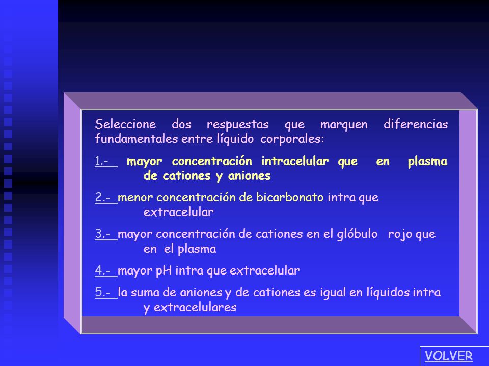 Seleccione dos respuestas que marquen diferencias fundamentales entre líquido corporales: