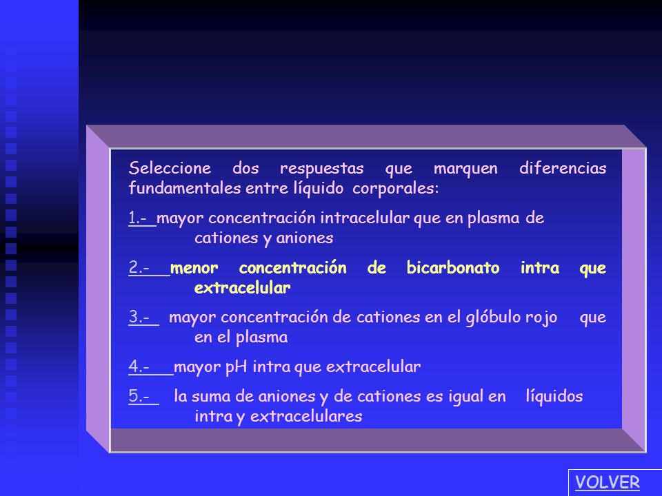 Seleccione dos respuestas que marquen diferencias fundamentales entre líquido corporales:
