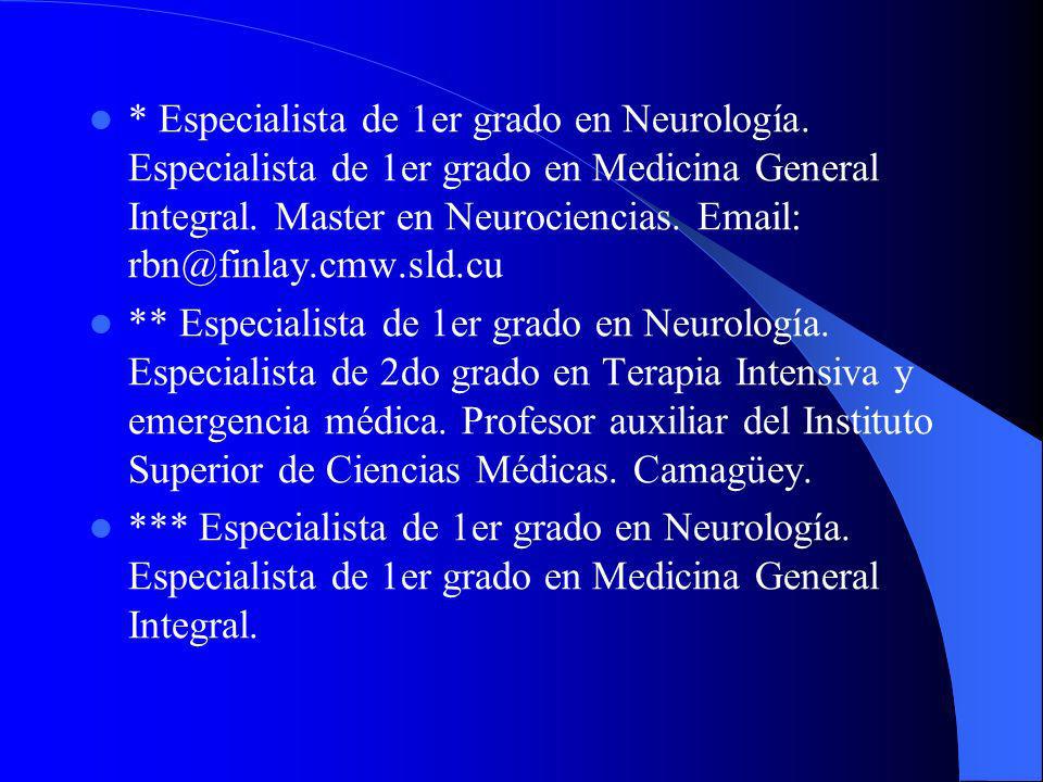 Especialista de 1er grado en Neurología