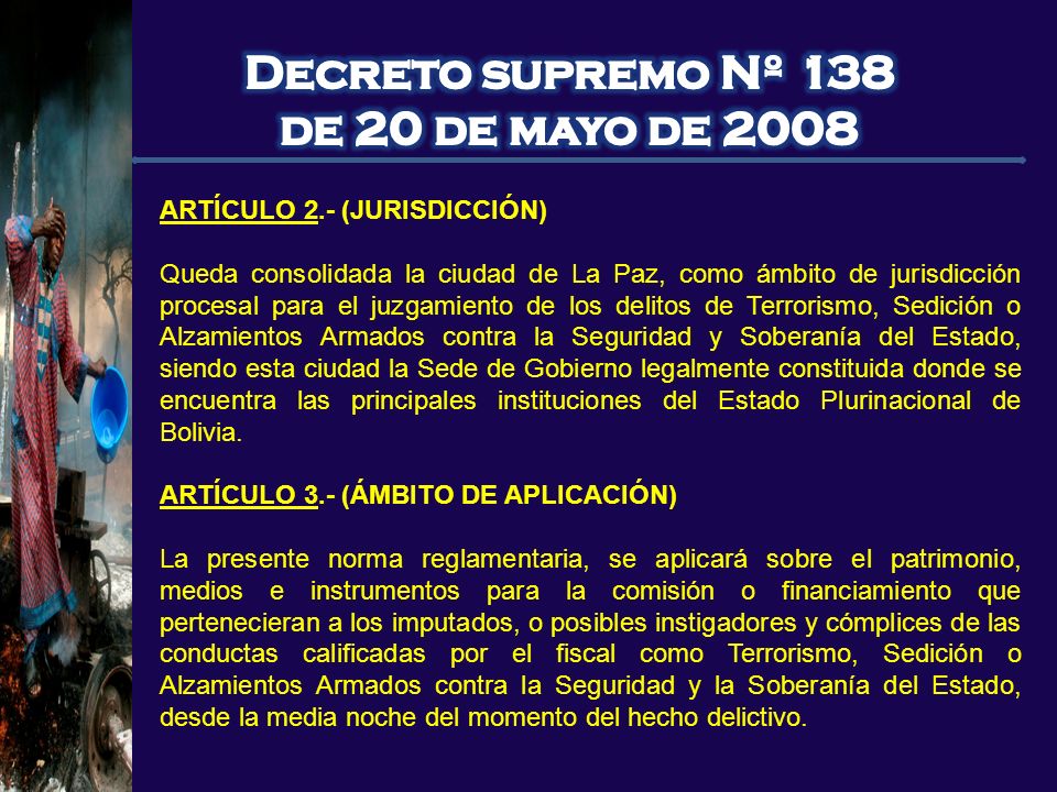 Decreto supremo Nº 138 de 20 de mayo de 2008