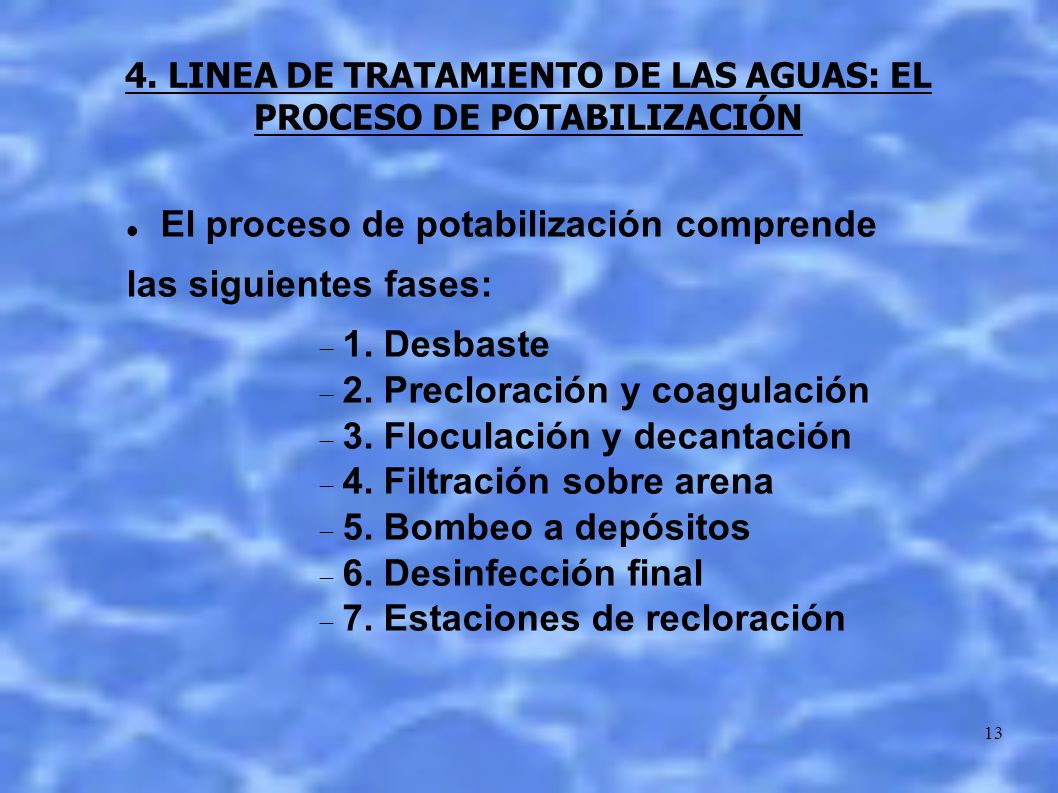 4. LINEA DE TRATAMIENTO DE LAS AGUAS: EL PROCESO DE POTABILIZACIÓN