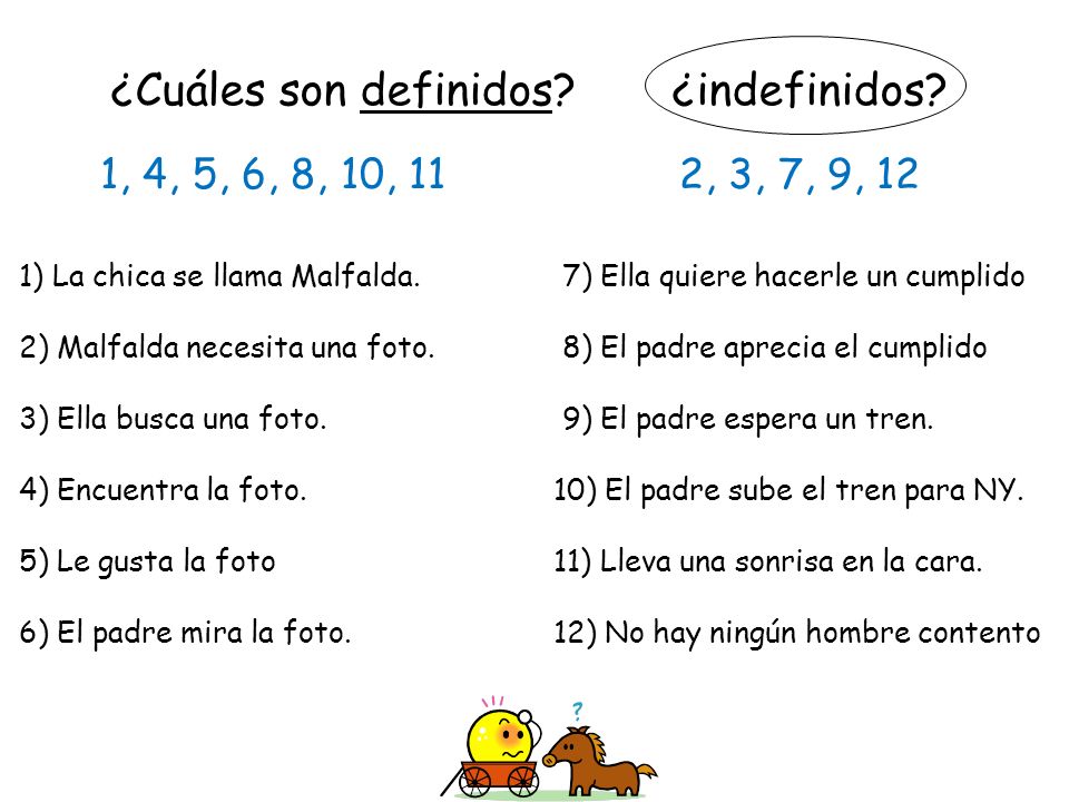 ¿Cuáles son definidos ¿indefinidos