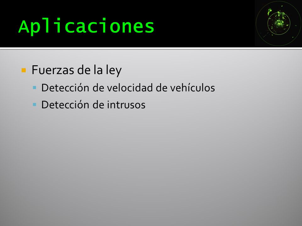 Aplicaciones Fuerzas de la ley Detección de velocidad de vehículos