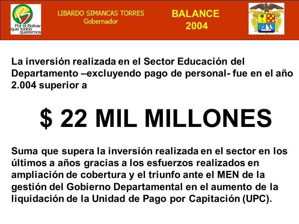 La inversión realizada en el Sector Educación del Departamento –excluyendo pago de personal- fue en el año superior a