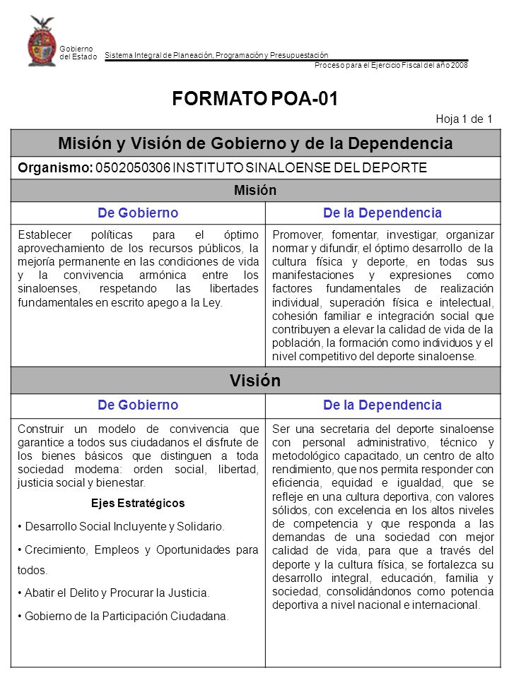 Programa Operativo Anual Instituto Sinaloense del Deporte - ppt descargar