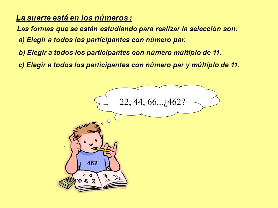 b) Elegir a todos los participantes con número múltiplo de 11.
