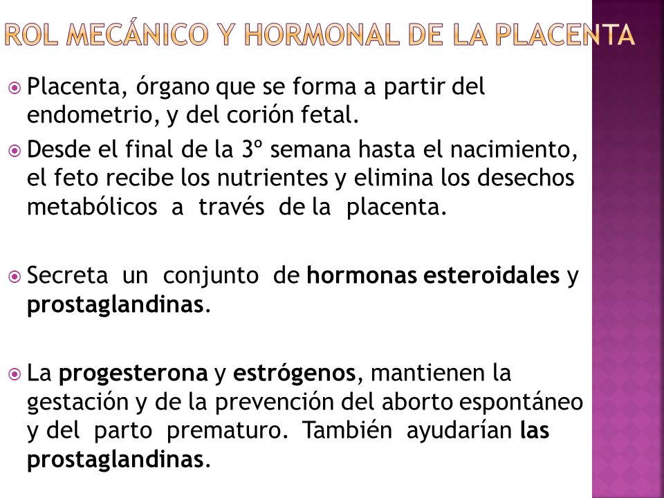 Rol Mecánico y Hormonal de la Placenta
