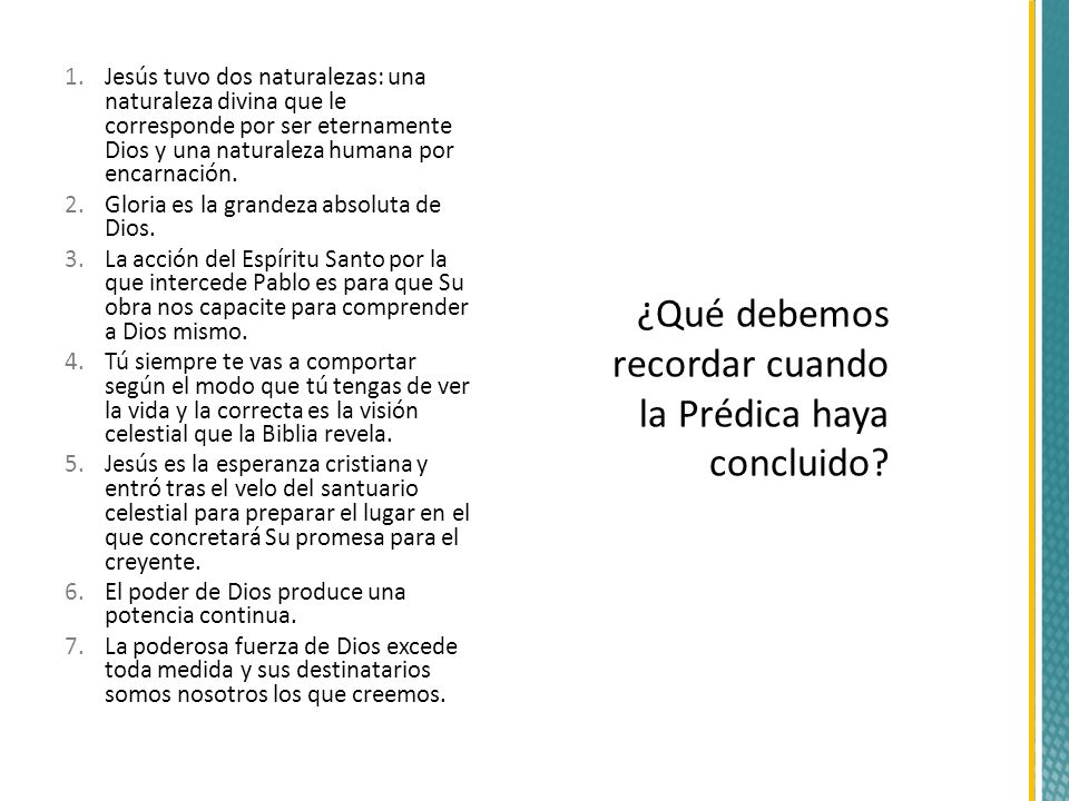 ¿Qué debemos recordar cuando la Prédica haya concluido