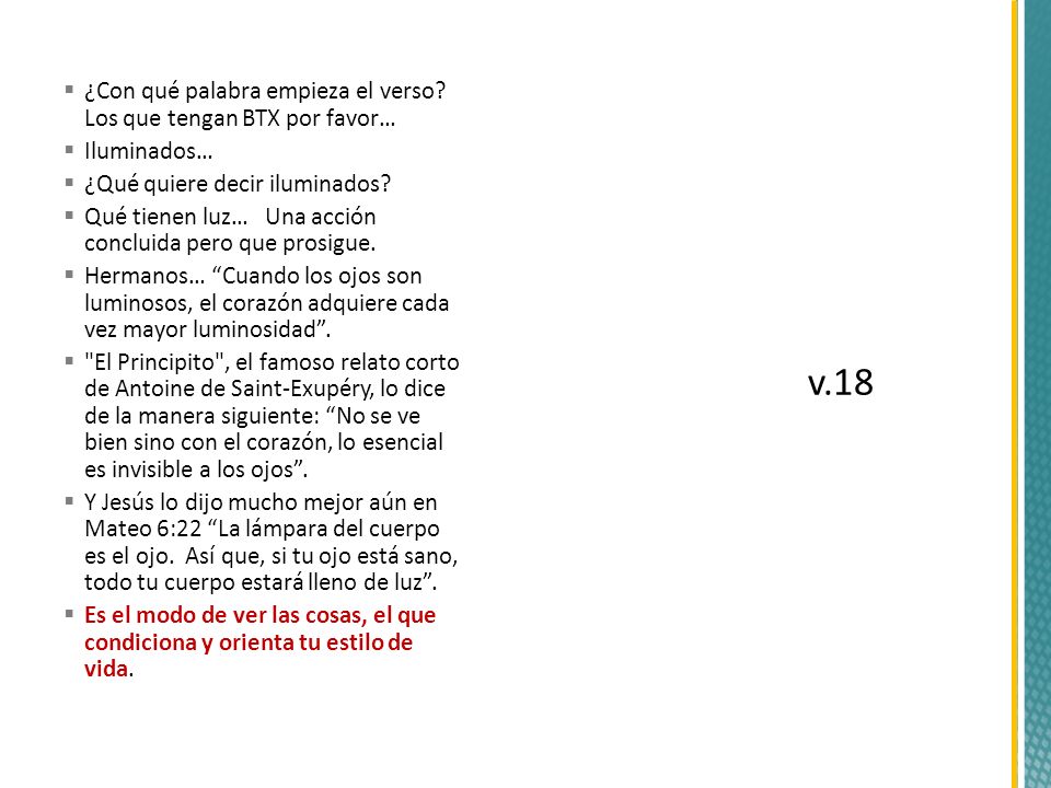 v.18 ¿Con qué palabra empieza el verso Los que tengan BTX por favor…