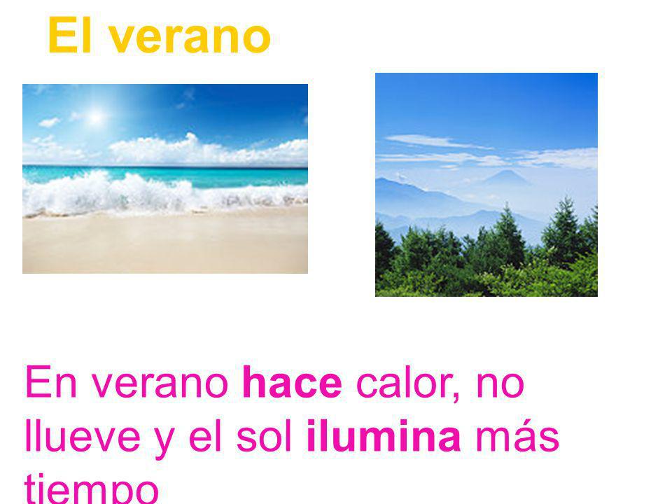 El verano En verano hace calor, no llueve y el sol ilumina más tiempo