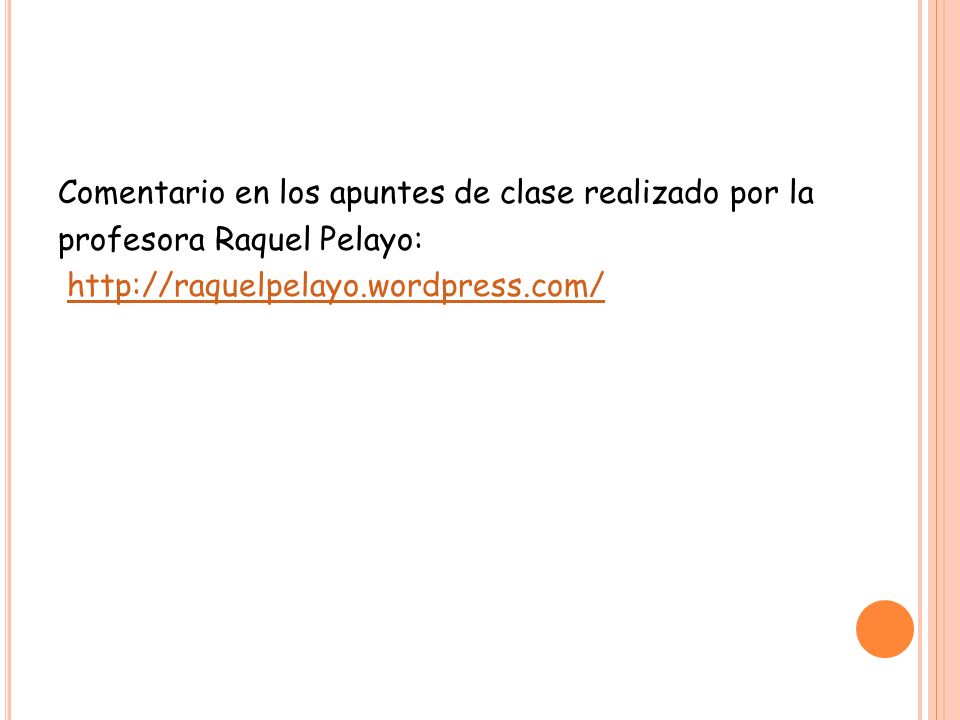 Comentario en los apuntes de clase realizado por la profesora Raquel Pelayo: