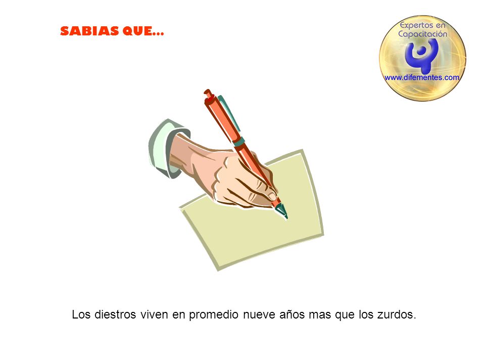 Los diestros viven en promedio nueve años mas que los zurdos.