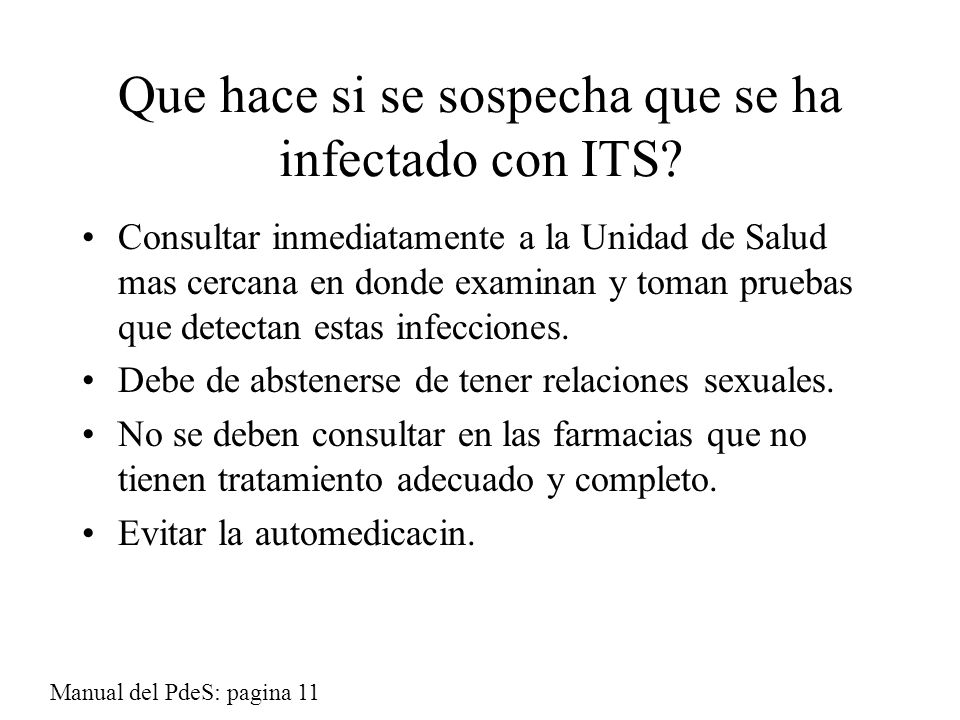 Que hace si se sospecha que se ha infectado con ITS