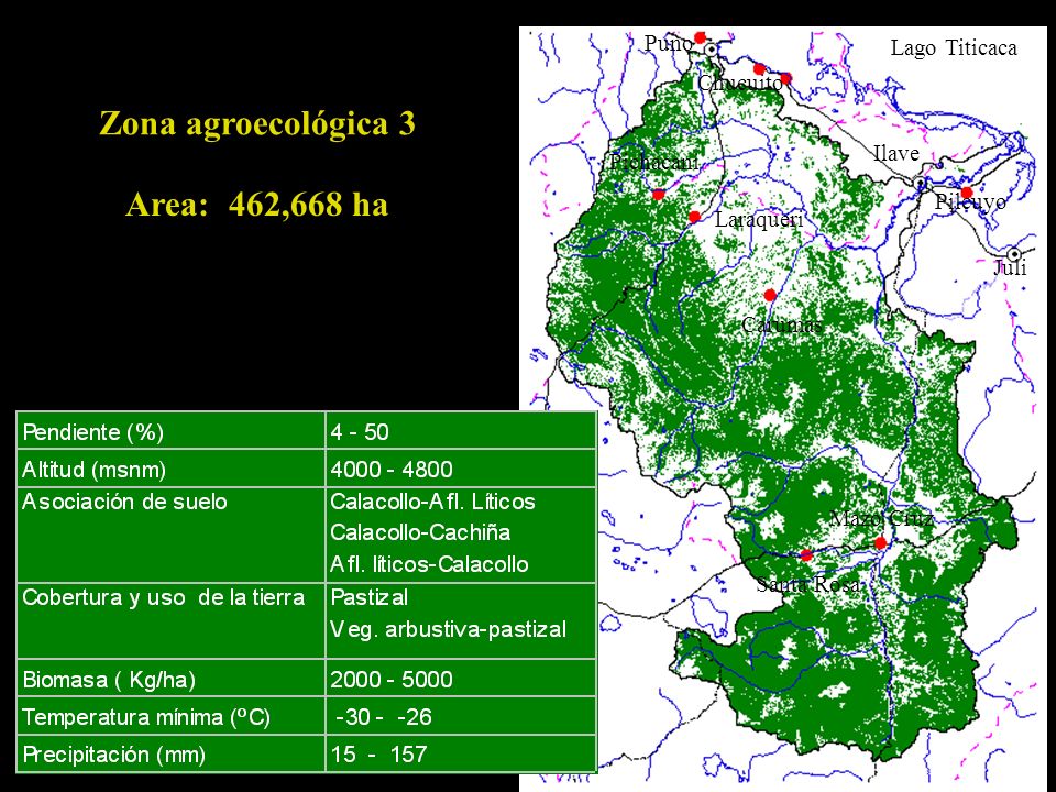 Zona agroecológica 3 Area: 462,668 ha Puno Lago Titicaca Chucuito