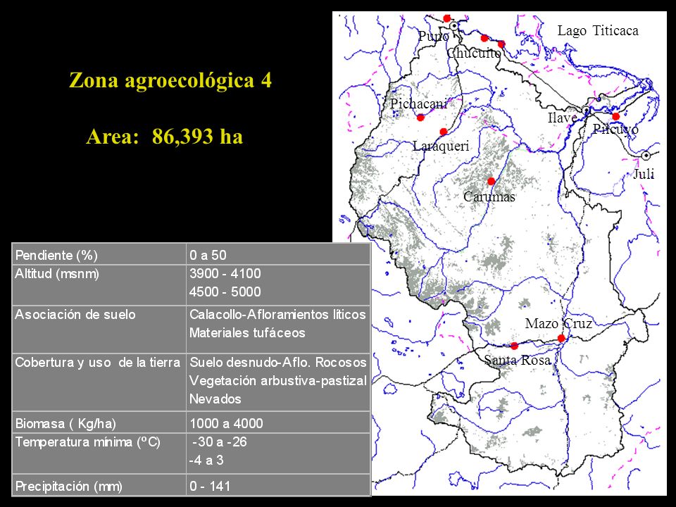 Zona agroecológica 4 Area: 86,393 ha Lago Titicaca Puno Chucuito
