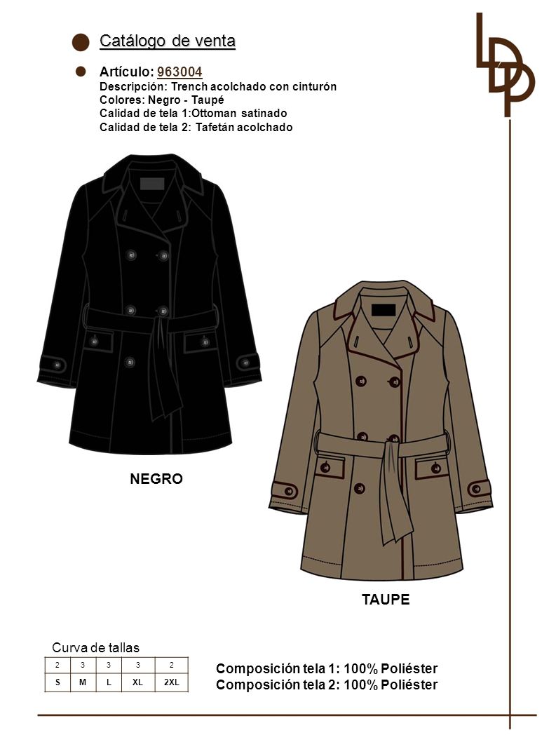 Catálogo de venta NEGRO TAUPE Artículo: Curva de tallas