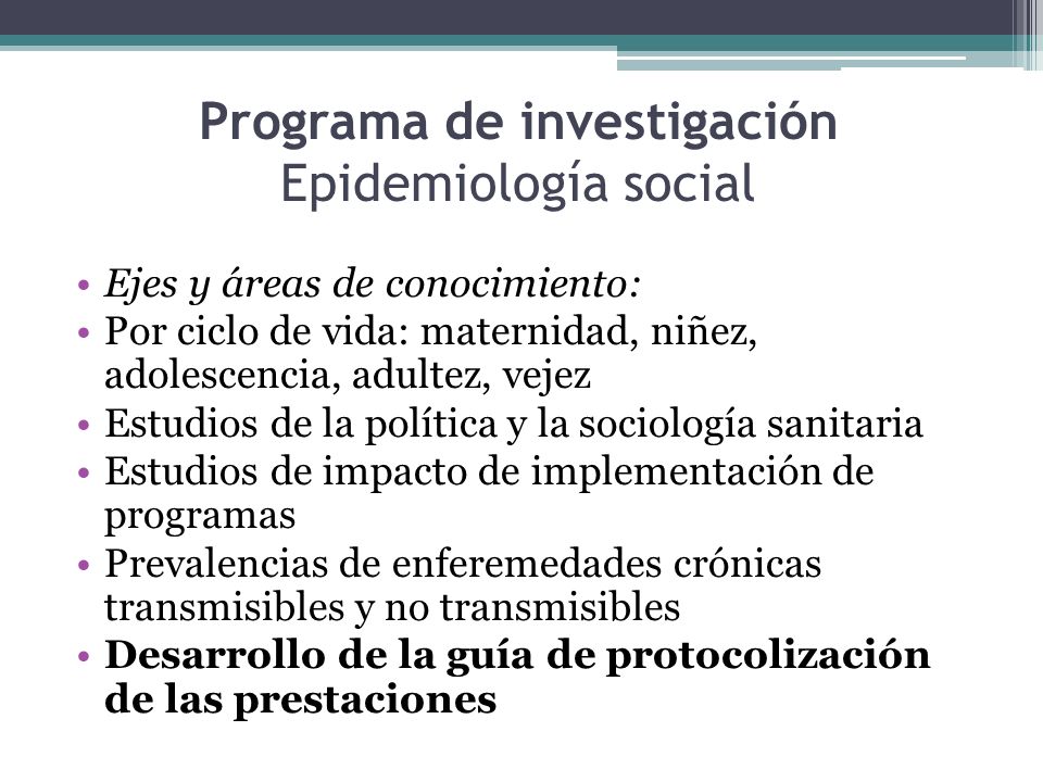 Programa de investigación Epidemiología social