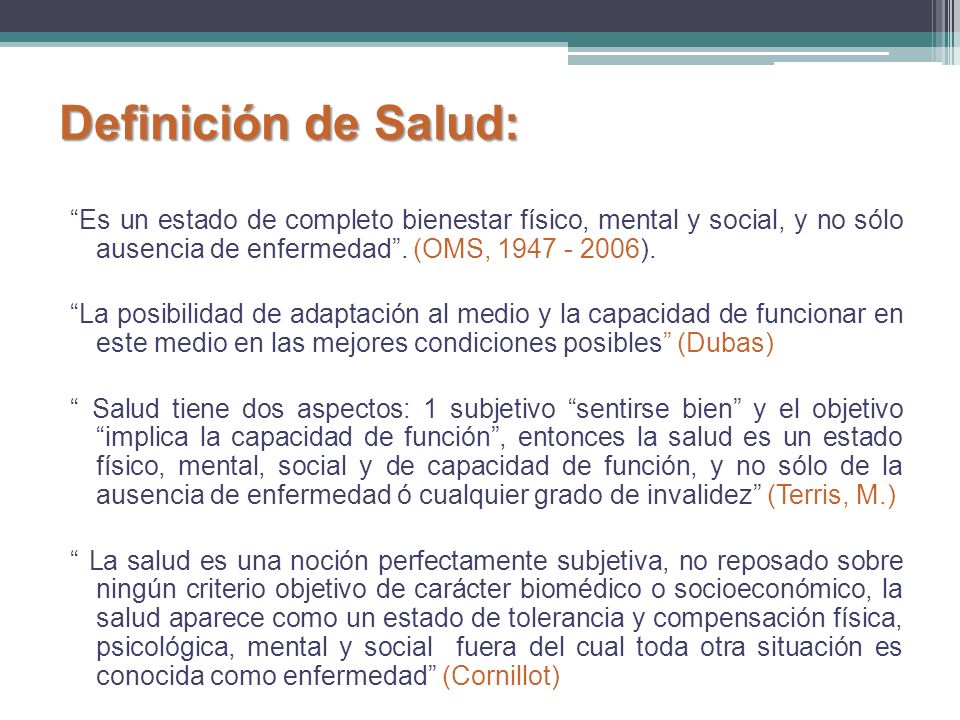 Definición de Salud: