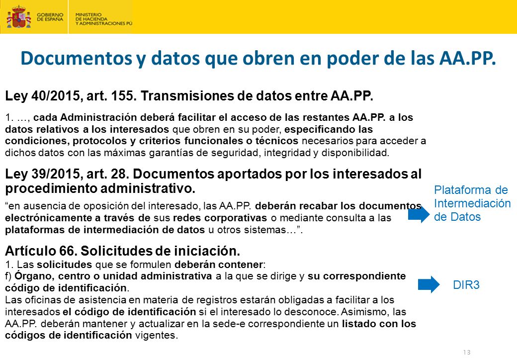 Documentos y datos que obren en poder de las AA.PP.