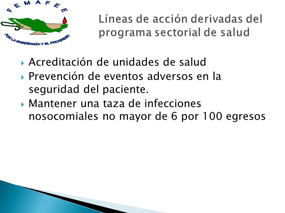 Líneas de acción derivadas del programa sectorial de salud