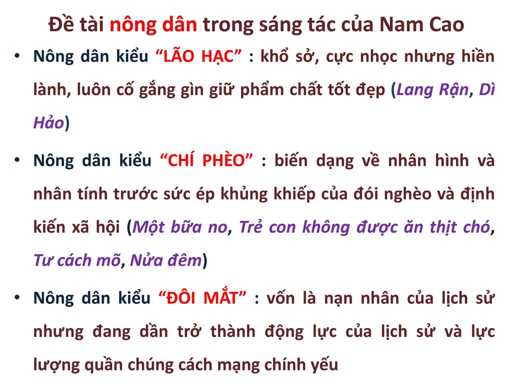 Đề tài nông dân trong sáng tác của Nam Cao