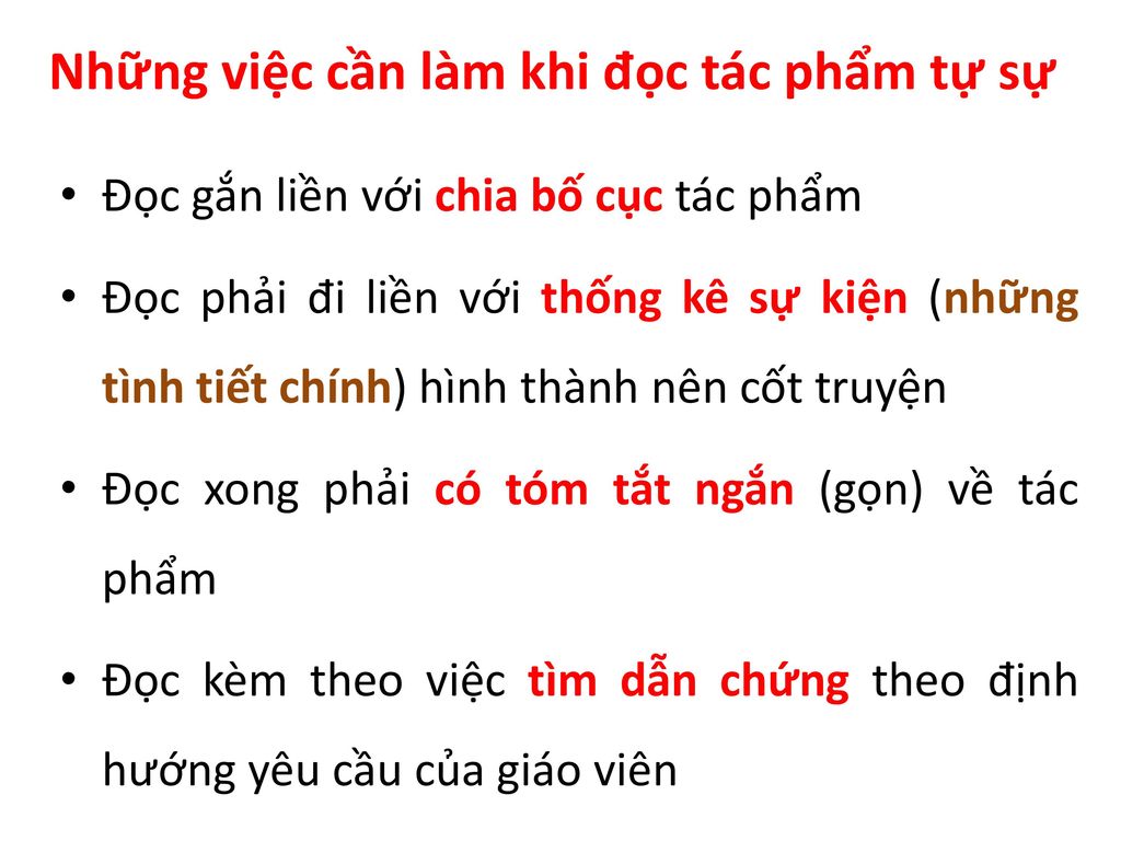 Những việc cần làm khi đọc tác phẩm tự sự