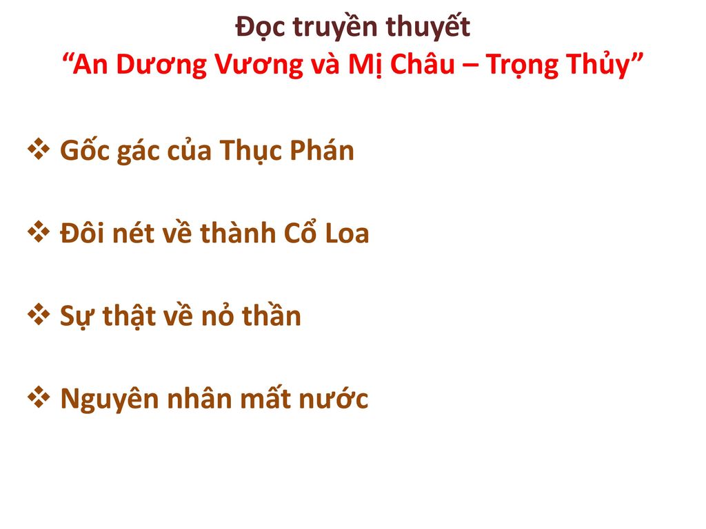 Đọc truyền thuyết An Dương Vương và Mị Châu – Trọng Thủy